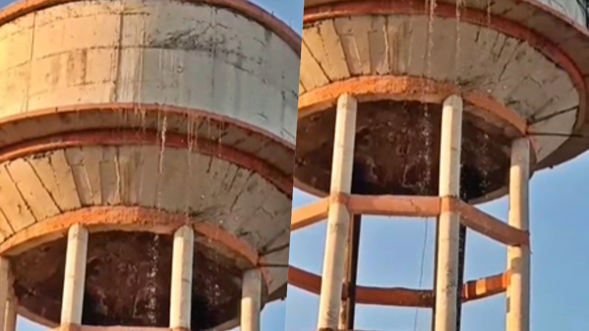 इस पानी की टंकी को बने साल भर भी नहीं हुए (Photo- Screengrab) इस पानी की टंकी को बने साल भर भी नहीं हुए (Photo- Screengrab)