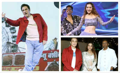 Faisal Khan, Sara Khan and the twi actors with Reggmi Chib Faisal Khan and Sara Khan steal the spotlight at Nilkanth Valley launch party
