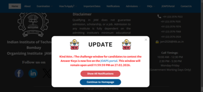 IIT JAM 2026 answer key objection window closes today: Direct link to raise challenges here