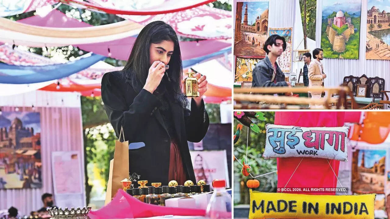 The Dilli Bazaar, curated by Mohammad Anas Khan, brought together craftspeople from Old Delhi, embroidery practitioners, terracotta artists and attar makers from Kannauj