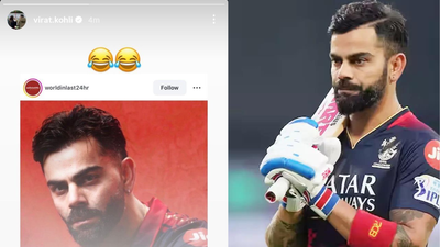 Virat Kohli laughs off (Screen Grab) Virat Kohli reacts to viral ‘chartered London flights’ rumour ahead of IPL 2026
