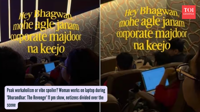 A viral video from a 'Dhurandhar: The Revenge' screening in Bengaluru captured a woman working on her laptop, sparking debate about hustle culture's intrusion into leisure. While some lauded her dedication, others criticized the disruption, highlighting how work now encroaches on simple pleasures and premium escapes. Peak workaholism or vibe spoiler? Woman works on laptop during 'Dhurandhar: The Revenge' 11 pm show, netizens divided over the scene