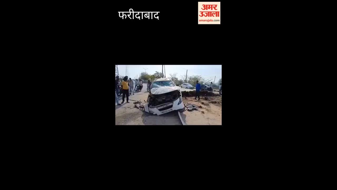 Car lost control and collided with divider in Greater Faridabad