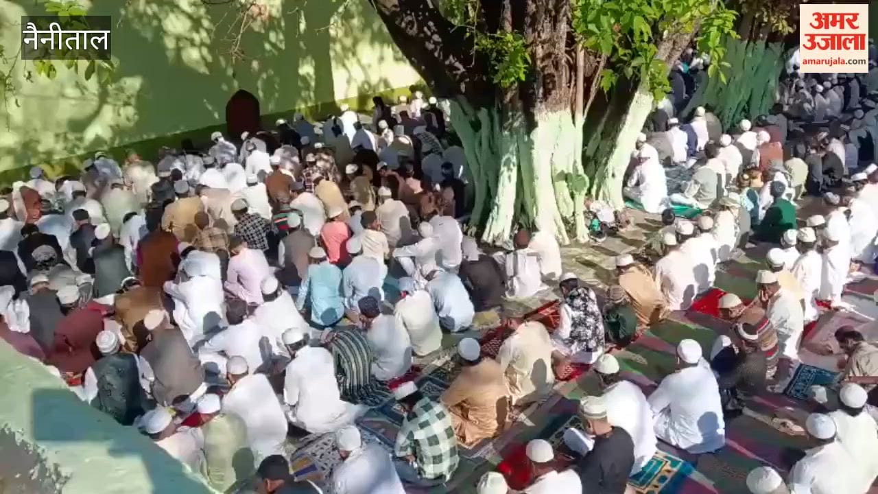 Worshippers present for Eid prayers at Haldwani Idgah