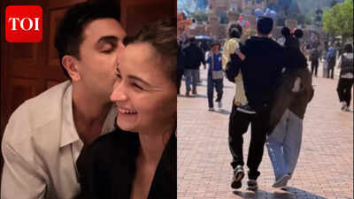 Ranbir Kapoor kisses Alia Bhatt in intimate click from birthday celebrations; couple spends weekend with daughter Raha at Disneyland - PICS