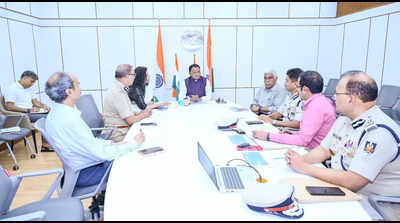 CM Mohan Charan Majhi chairs the review meeting in Bhubaneswar on Tuesday CM asks cops for foolproof security on Ram Navami