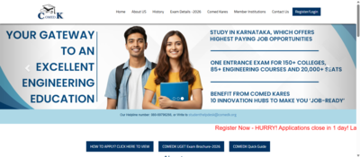 COMEDK UGET 2026 registration ends today at comedk.org: Direct link to apply here