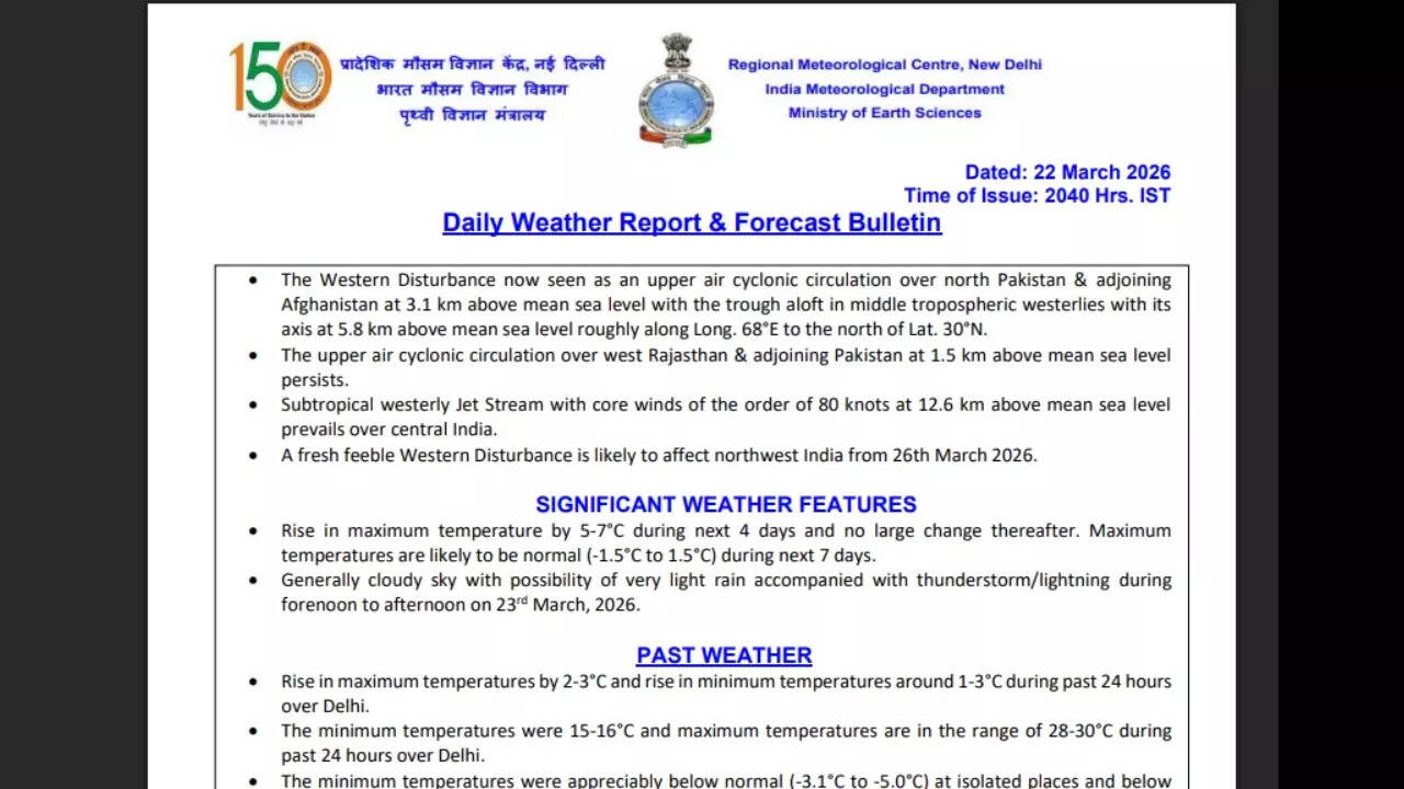 Delhi weather update