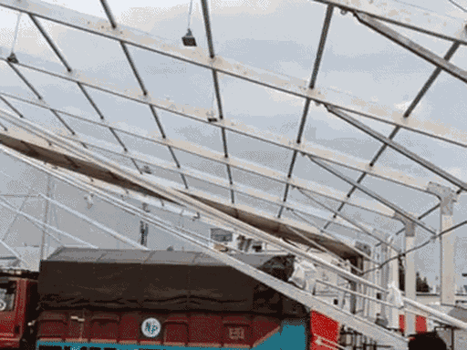 जिस पंडाल से राजनाथ सिंह जनता को संबोधित करेंगे वो जर्मन हैंगर तकनीक से बनाया जा रहा है।