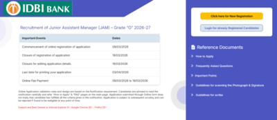 IDBI Bank JAM recruitment 2026: Registration begins for 1100 posts at idbi.bank.in; direct link to apply here