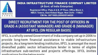 IIFCL recruitment 2026: Notification for Assistant Manager and Manager posts released at iifcl.in; apply here