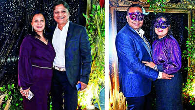 (L) Akansha and Vishal Jain (R) Akhil and Rakhee Seksaria (BCCL/ IB Singh) Masquerade magic takes over the city party scene