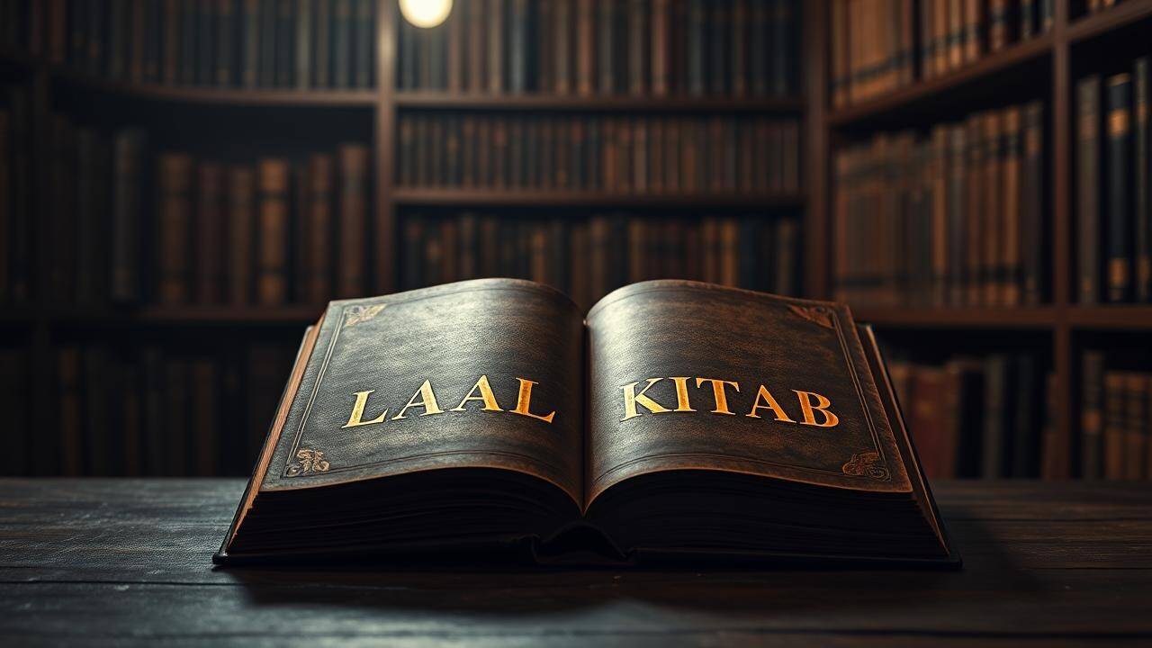 I placed the ancient Laal Kitab on the dark wood table, its gold lettering gleaming in the dim study light. The book's leather whispered untold stories. Laal Kitab: Secrets in Shadow