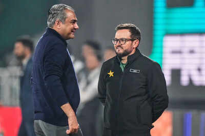 Pakistan's Interior Minister and Chairman of Pakistan Cricket Board Mohsin Naqvi and head coach Mike Hesson (AP Photo/Anjum Naveed) Mohsin Naqvi slammed as 'weakest ever PCB' tag fuels Pakistan cricket turmoil