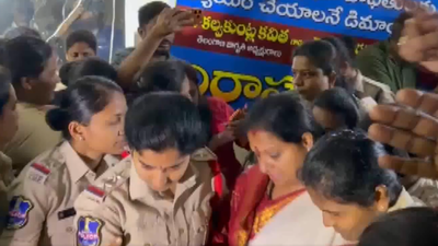 Telangana Jagruthi chief K Kavitha detained during hunger strike over Velugumatla house demolitions