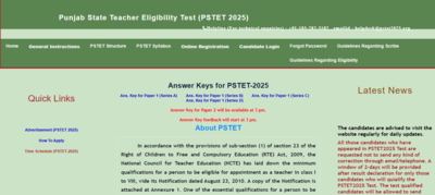 PSTET 2026 provisional answer key released at pstet2025.org: Direct link to download response sheets here