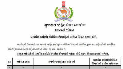 GPSC announces preliminary exam schedule for 21 posts across departments GPSC announces preliminary test dates for 21 posts including veterinary, academic and civil service roles; check PDF here