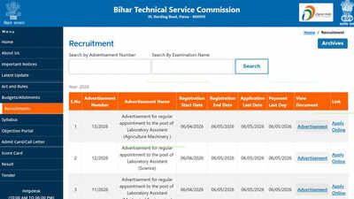 BTSC releases 1091 lab assistant vacancies, applications begin April 6, 2026 Bihar BTSC lab assistant notification released for 1091 posts at btsc.bihar.gov.in; apply here